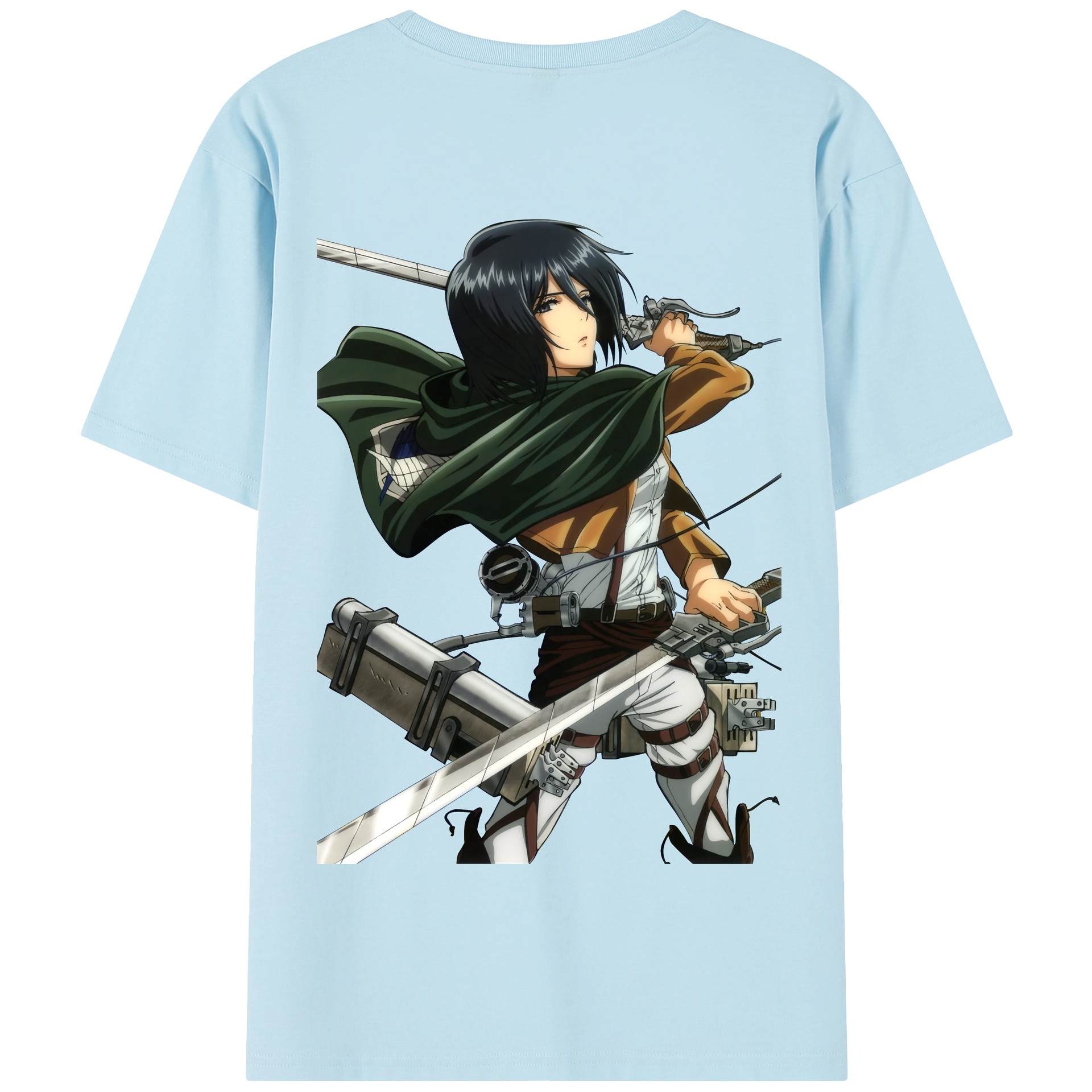 （画像用） 進撃の巨人 ミカサ·アッカーマン Attack on Titan Mikasa Ackerman 綿100％半袖Tシャツ（背面プリント）